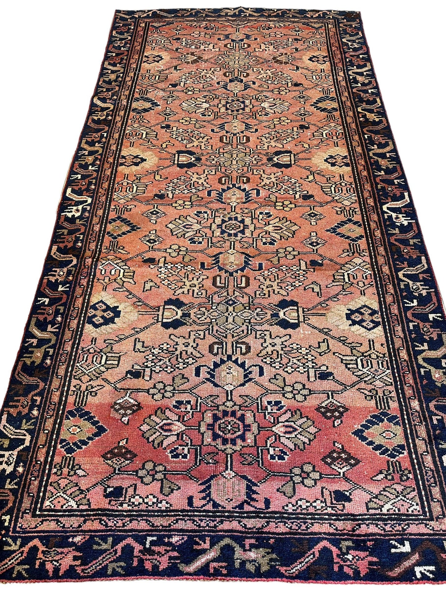 4' 4 x 9' 3 Hand Knotted Ultra Vintage Persian Wool Runner Rug - Nuvé
