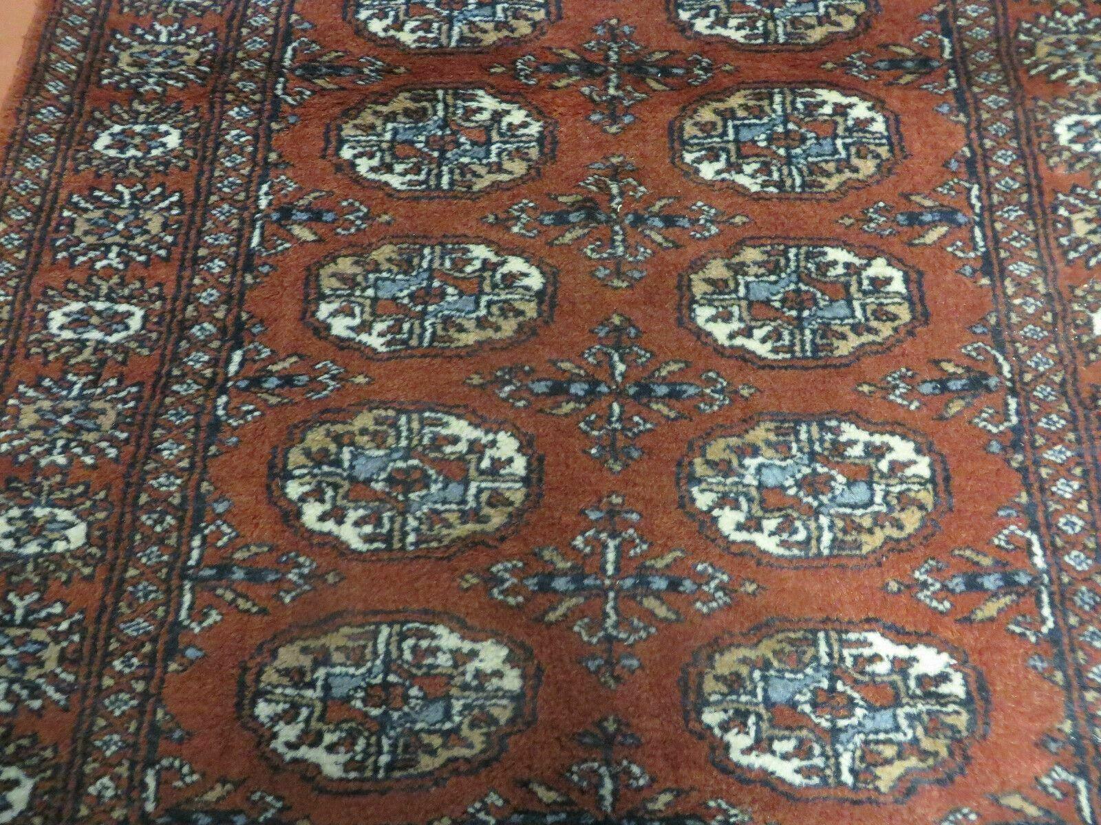 3' X 4' Vintage Handmade Pakistan Turkoman Bokhara Fine Woven Wool Rug - Nuvé