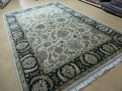 6' X 9' Vintage Handmade India Top Quality Jaipur Floral Oriental Tea Wash Nice - Nuvé