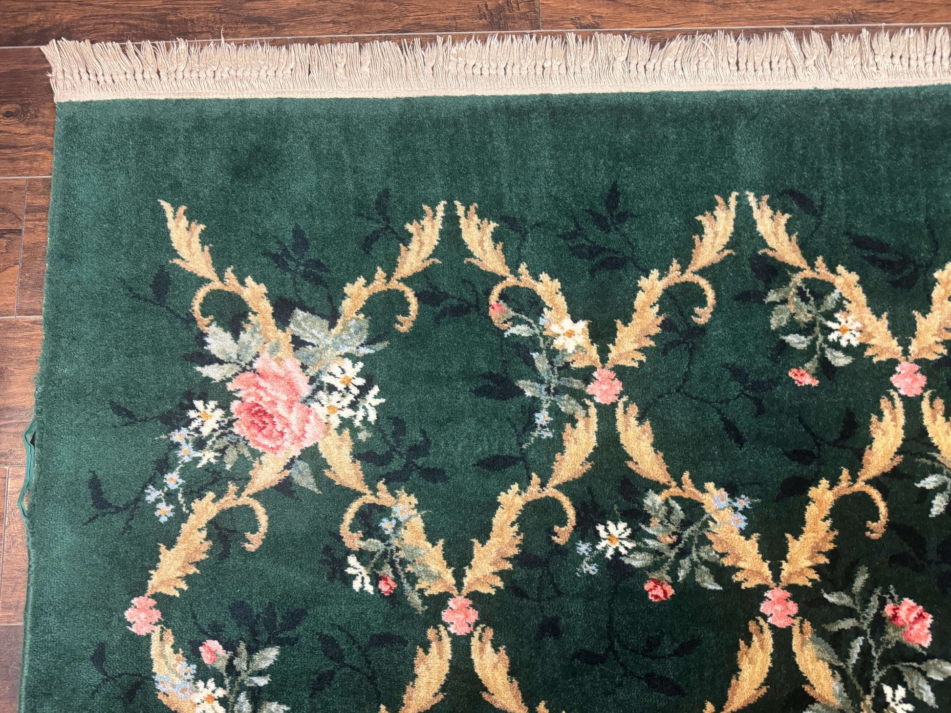 Karastan Garden of Eden Rug 8.8 x 11.8, Green Savonnerie 509/1733, Wool - Nuvé