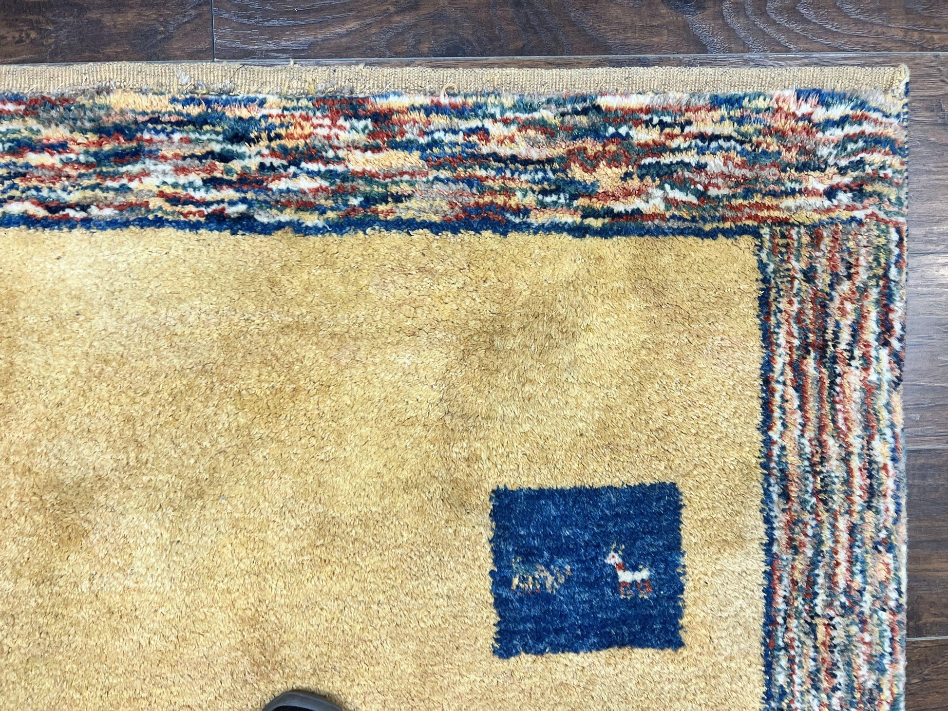 Indo Gabbeh Rug 3.7 x 5, Tribal Rug, Boho Rug, Wool Handmade Carpet - Nuvé
