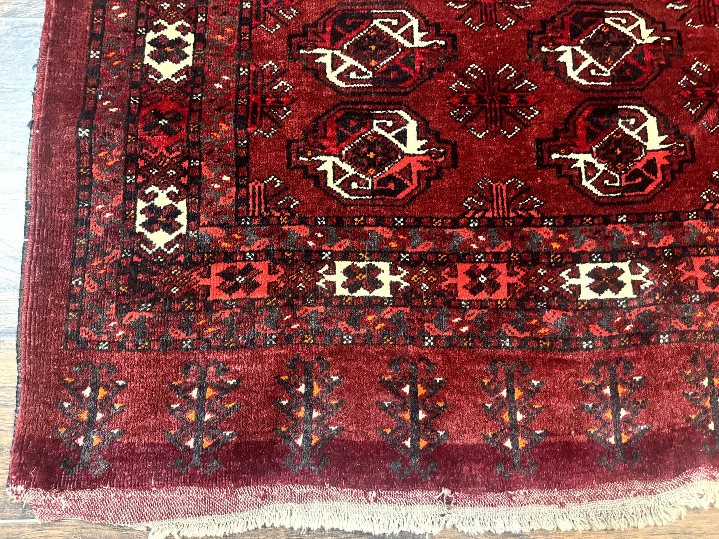 Antique Afghan Turkoman Mafrash Rug 3x5, Red, Hand Knotted, Wool, Tribal Collectible - Nuvé