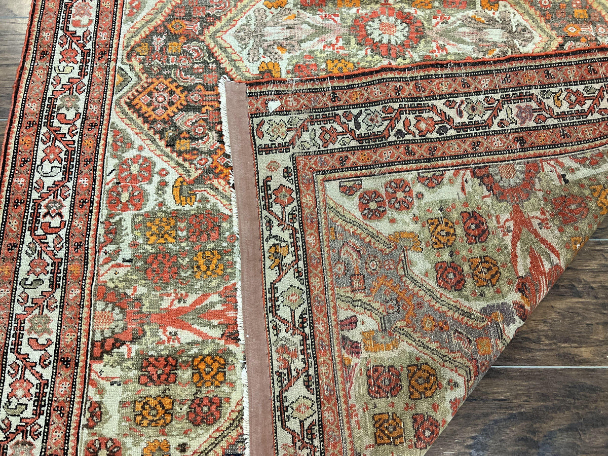 Wonderful Antique Persian Malayer Rug 4x6, Wool Hand Knotted Authentic Oriental Carpet, Very Fine