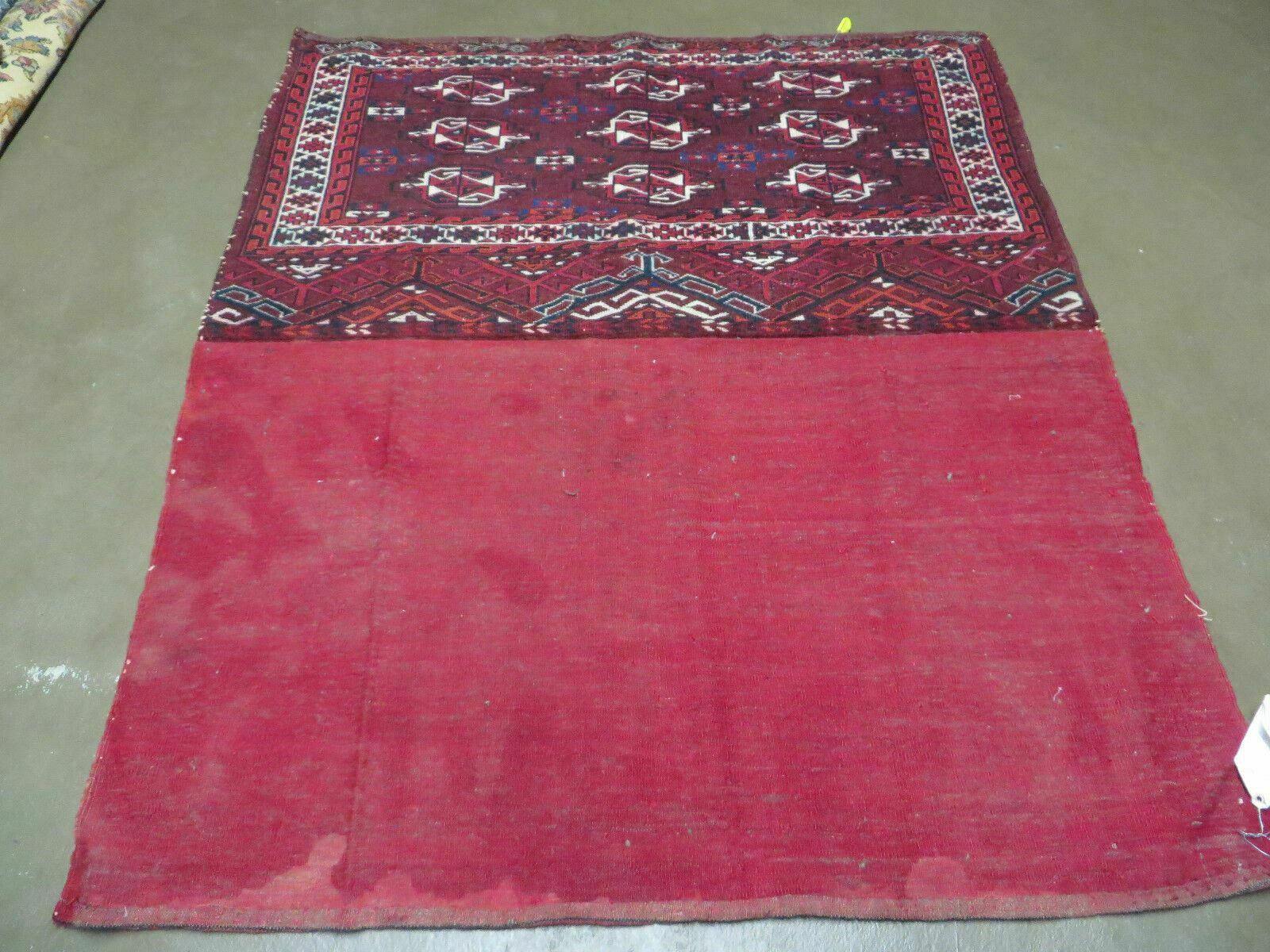2.5' X 4' Antique Handmade Bokhara Turkoman Yamud Wool Rug Kilim Backing NICE - Nuvé