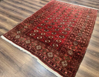 Antique Persian Turkoman Rug 5x6, Red - Nuvé