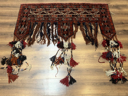 Antique Afghan Beshir Tent Header Textile Rug, Tribal Collectible, Wool