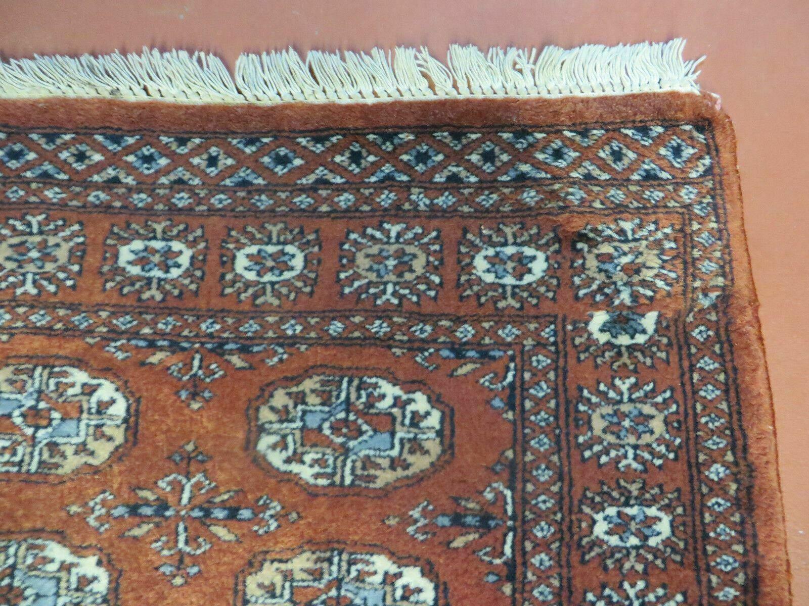 3' X 4' Vintage Handmade Pakistan Turkoman Bokhara Fine Woven Wool Rug - Nuvé