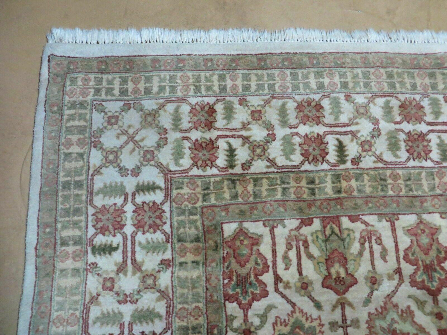 8' 5" X 12' Handmade India Agra Floral Oriental Wool Rug Tea Washed Carpet Nice - Nuvé
