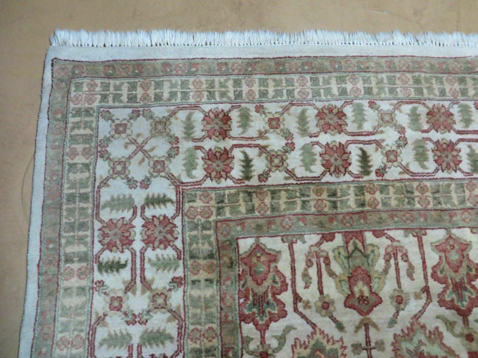 8' 5" X 12' Handmade India Agra Floral Oriental Wool Rug Tea Washed Carpet Nice - Nuvé