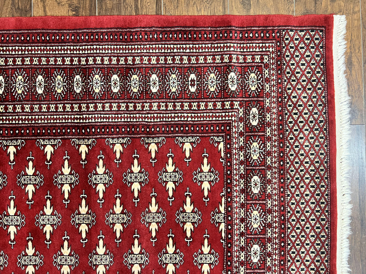 Pakistani Turkoman Bokhara Rug 6x9, Fine Wool Vintage Hand Knotted Handmade Yamud Oriental Carpet 6 x 9, Red Turkoman Rug, Tribal Rug - Nuvé