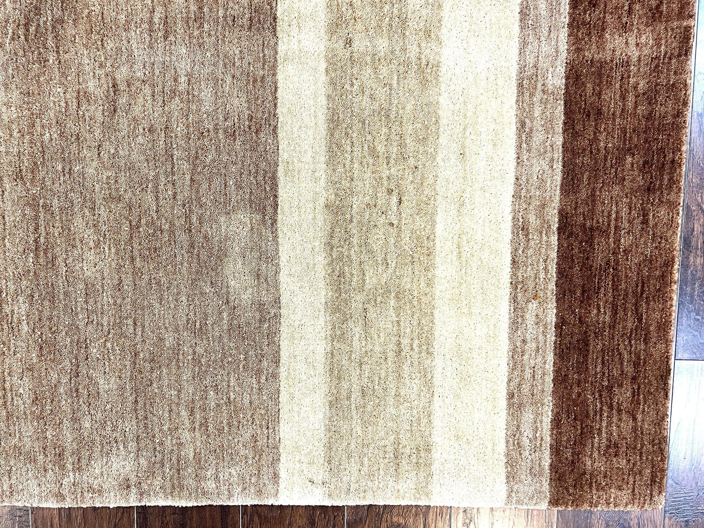 Indo Gabbeh Rug 5x8, Contemporary Wool Stripped Modern Area Rug, Hand Knotted Medium Sized Carpet - Nuvé