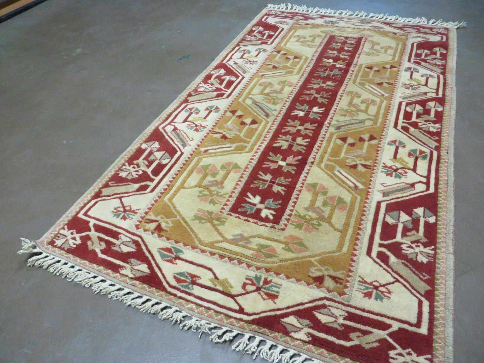 4' X 6' Vintage Handmade Knotted Turkish Kazak Pattern Wool Rug Carpet Nice - Nuvé