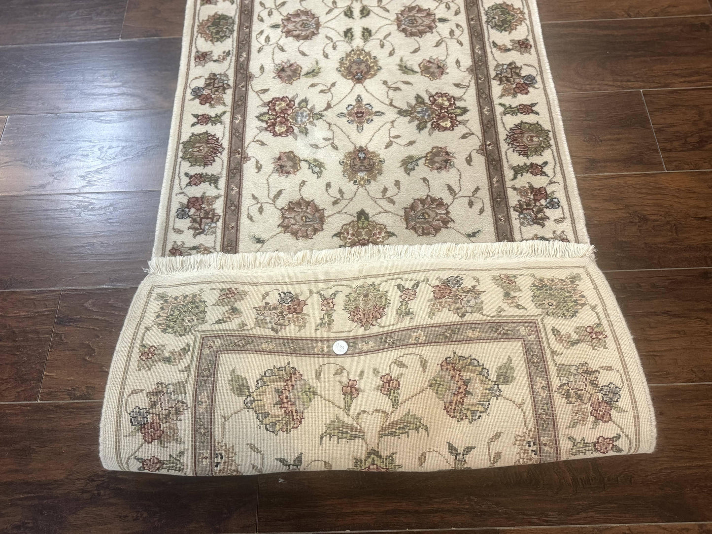 Pak Persian Runner Rug 2.6 x 8ft, Oriental Carpet for Hallway or Kitchen, Handmade, Wool and Silk Highlights - Nuvé
