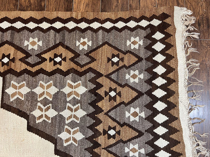 Antique Persian Fars Kilim Rug 8x11, Wool, Boho Tribal Persian Shiraz Flatweave Carpet, Semi Open Field, Geometric, Handmade, Vintage Semi Antique - Nuvé