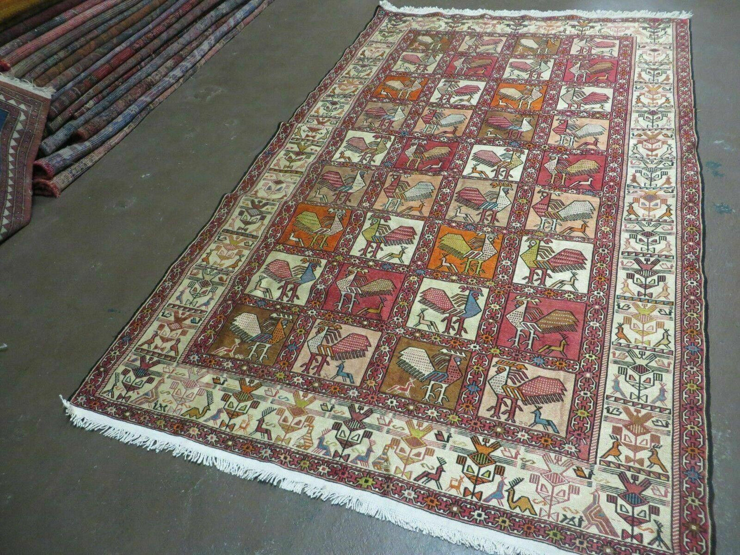 4' X 6' Vintage Russian Kilim Handmade Flat Soumak Weave Silk Wool Rug Organic - Nuvé