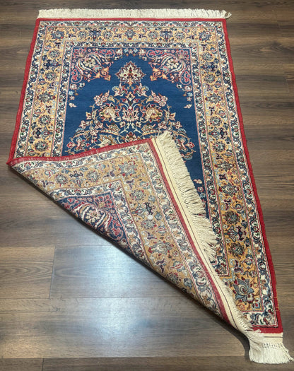 Blue Persian Qum Rug 3.6 x 5, Floral Medallion, Fine 310 KPSI - Nuvé
