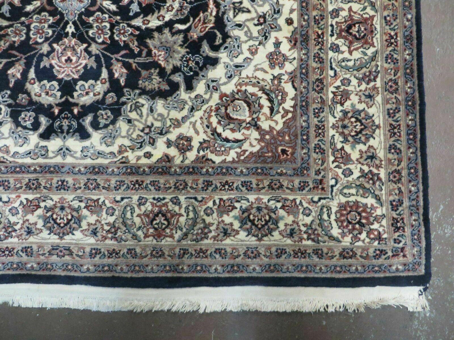 4' X 7' Vintage Handmade India Wool Silk Accent Rug Hand Knotted Black Organic - Nuvé