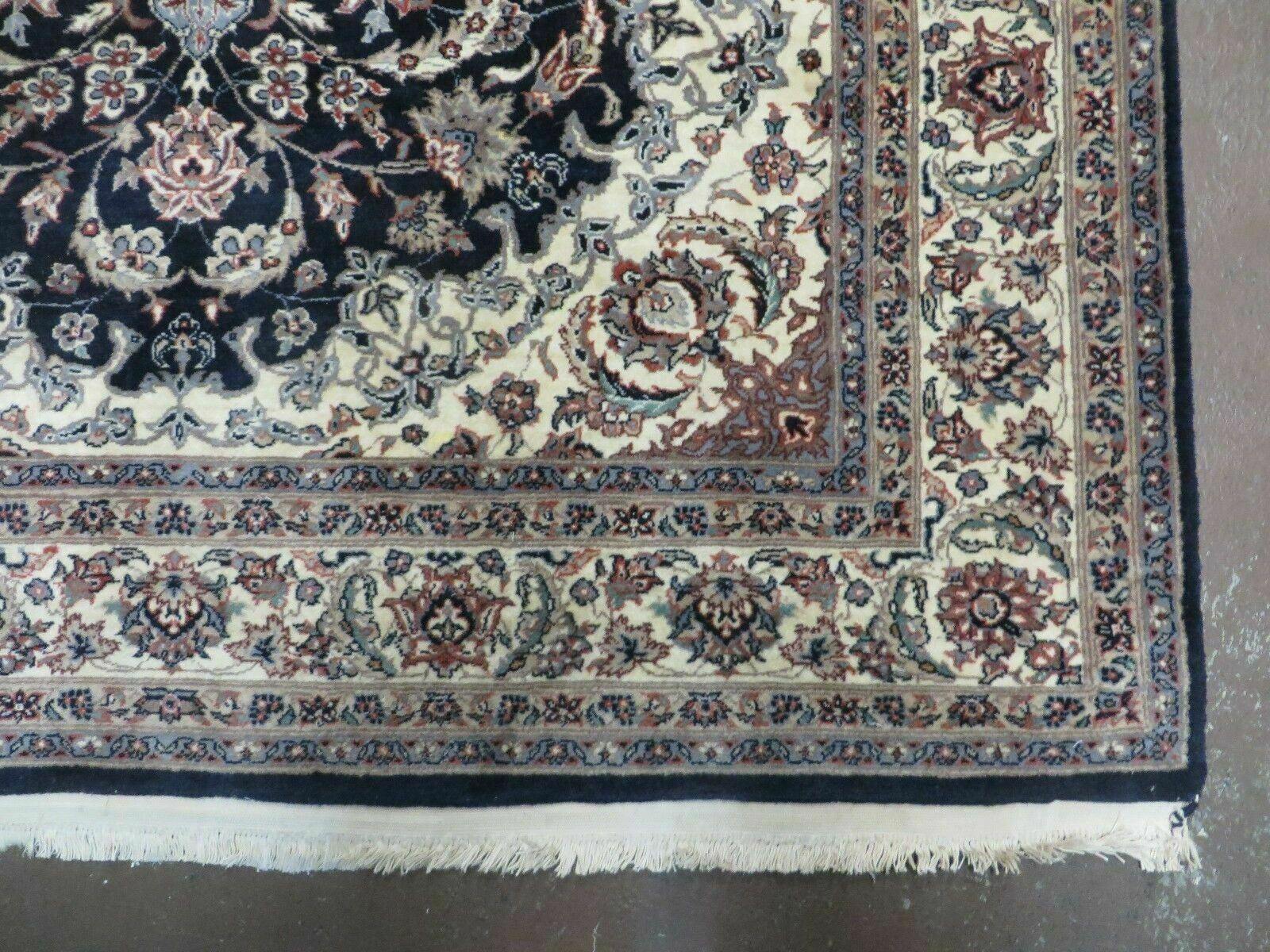 4' X 7' Vintage Handmade India Wool Silk Accent Rug Hand Knotted Black Organic - Nuvé