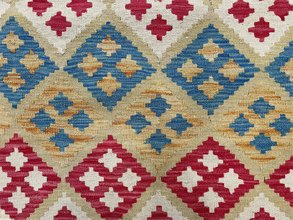 3x5 Kilim Rug Multicolor Tribal Kilim Rug 3 x 5 Tan Light Blue Red Beige New Turkish Anatolian Wool Kilim Flatweave Rug - Nuvé