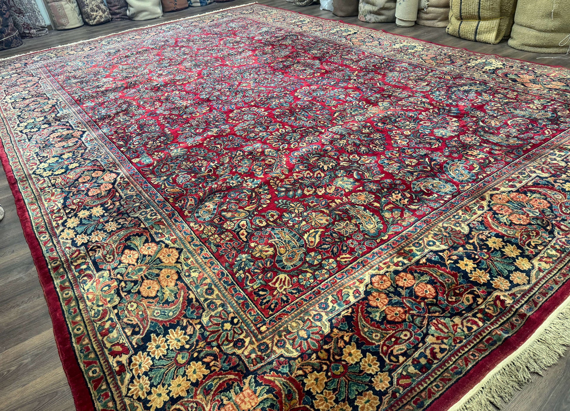 Palace Size Antique Persian Sarouk Rug 12x18 - Nuvé