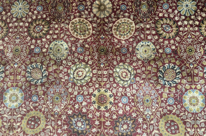 Palace Size Pak Persian Rug 12x15, Brick Red, Allover Pattern, Handmade Oversized Wool Oriental Carpet, Large Area Rug, Fine 225 KPSI - Nuvé