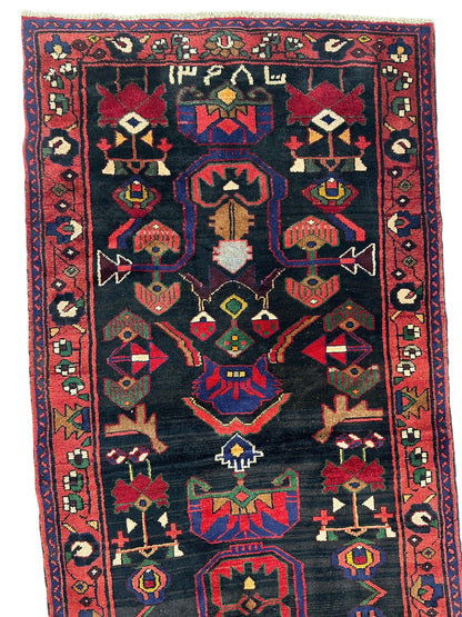 Hand-Knotted Persian Hamadan Runner - 3'6" x 10' | Tribal Wool Rug - Nuvé