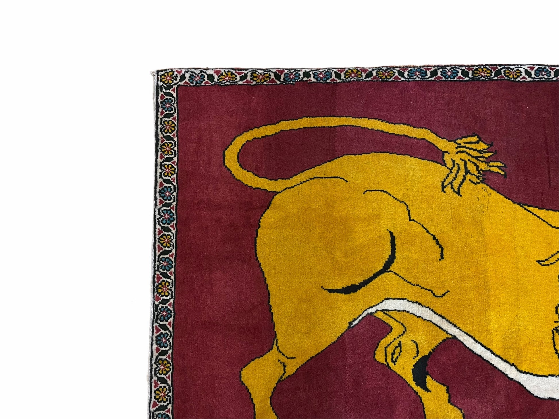 Persian Gabbeh Rug 3x4, Lion Pictorial, Red - Nuvé
