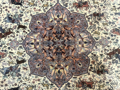 8.8 x 12 Karastan Ivory Hunting Rug #751, Vintage Wool Discontinued Original 700 Series, Rare - Nuvé