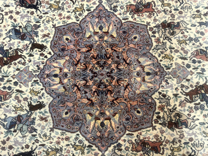 8.8 x 12 Karastan Ivory Hunting Rug #751, Vintage Wool Discontinued Original 700 Series, Rare
