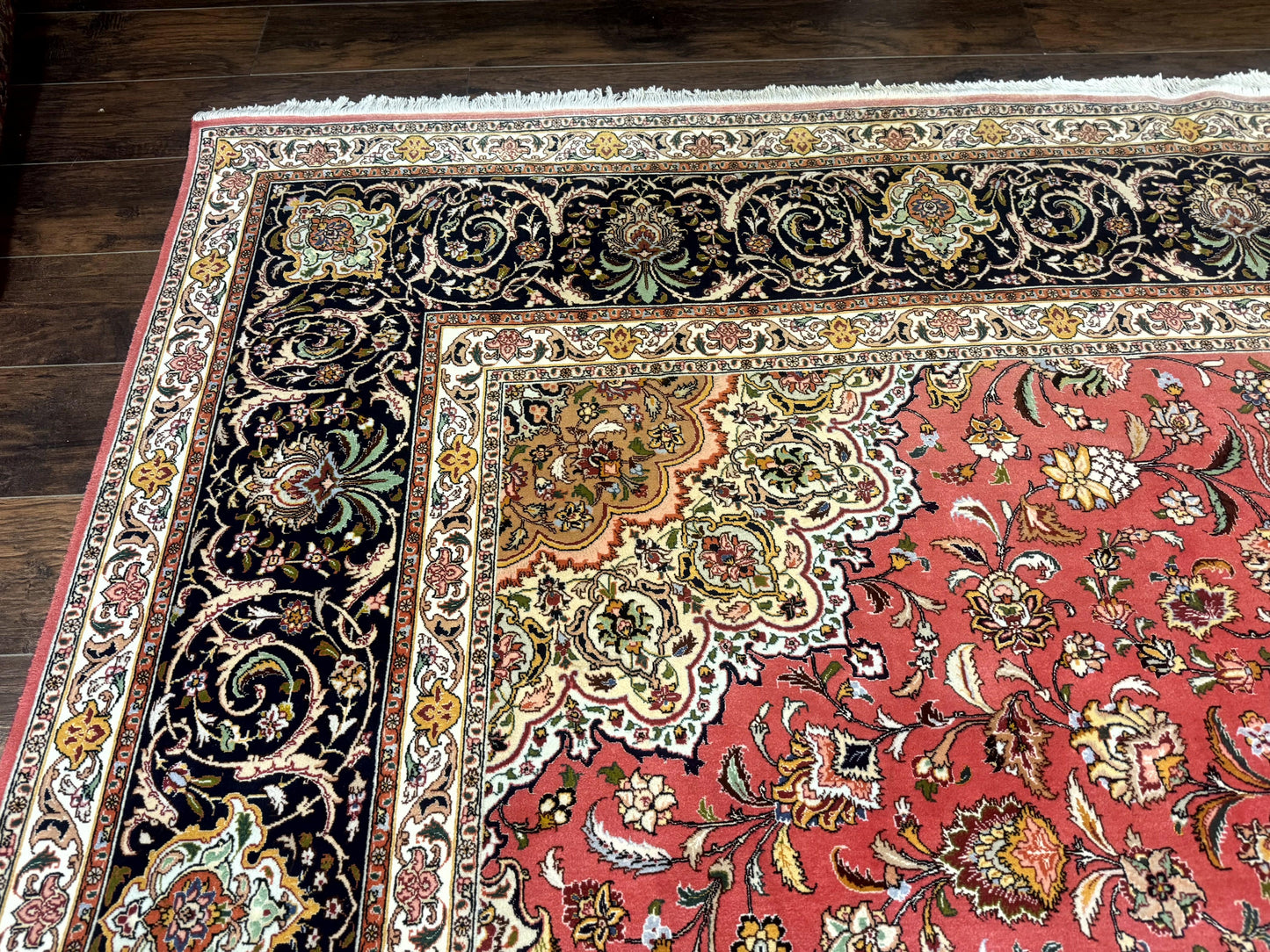 Persian Tabriz Rug 10x13 – Floral Medallion & Birds, Wool & Silk, 330 KPSI - Nuvé