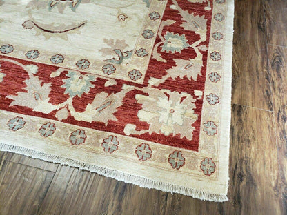 Peshawar Rug 10x14 Rug 10x14 Vintage Rug 10x14 Handmade Rug Chobi Rug Ivory Beige Red Rug - Nuvé