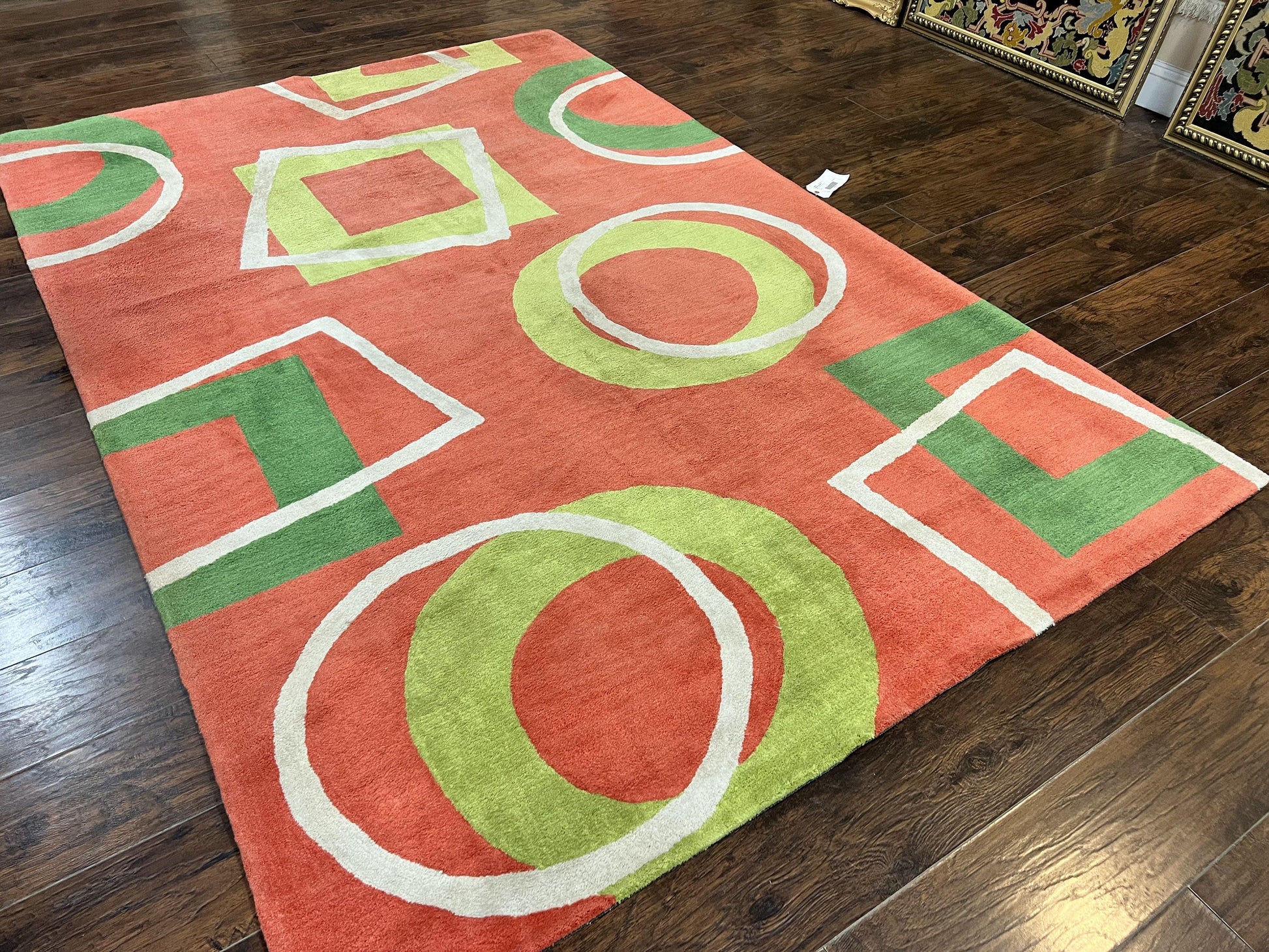 Abstract Rug 6x9, Modern Contemporary Rug, Red-Orange Green - Nuvé