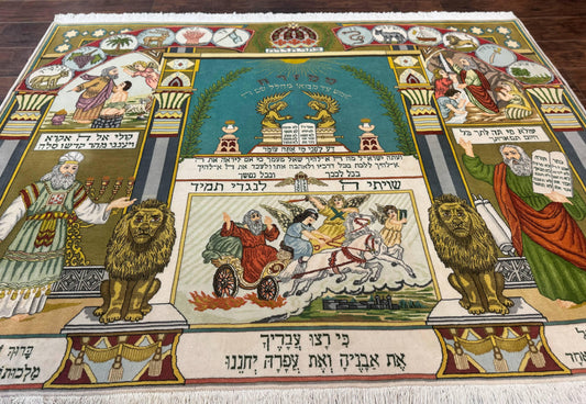 Persian Tabriz Jewish Pictorial Rug  - Biblical Scenes, Kork Wool - Nuvé