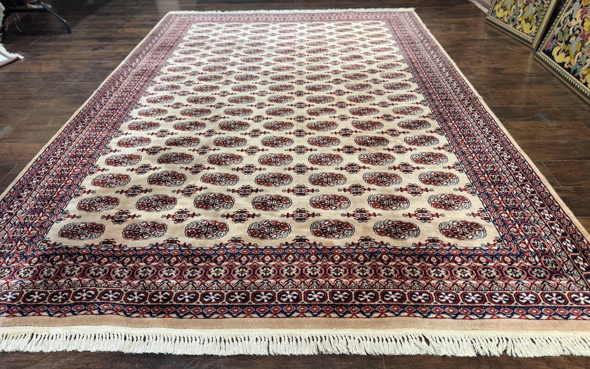 Karastan Rug 8.2 x 11.6 Beige Bokhara, Wool Pile, Vintage Discontinued Karastan Area Rug, Belgium Power Loomed Rug - Nuvé