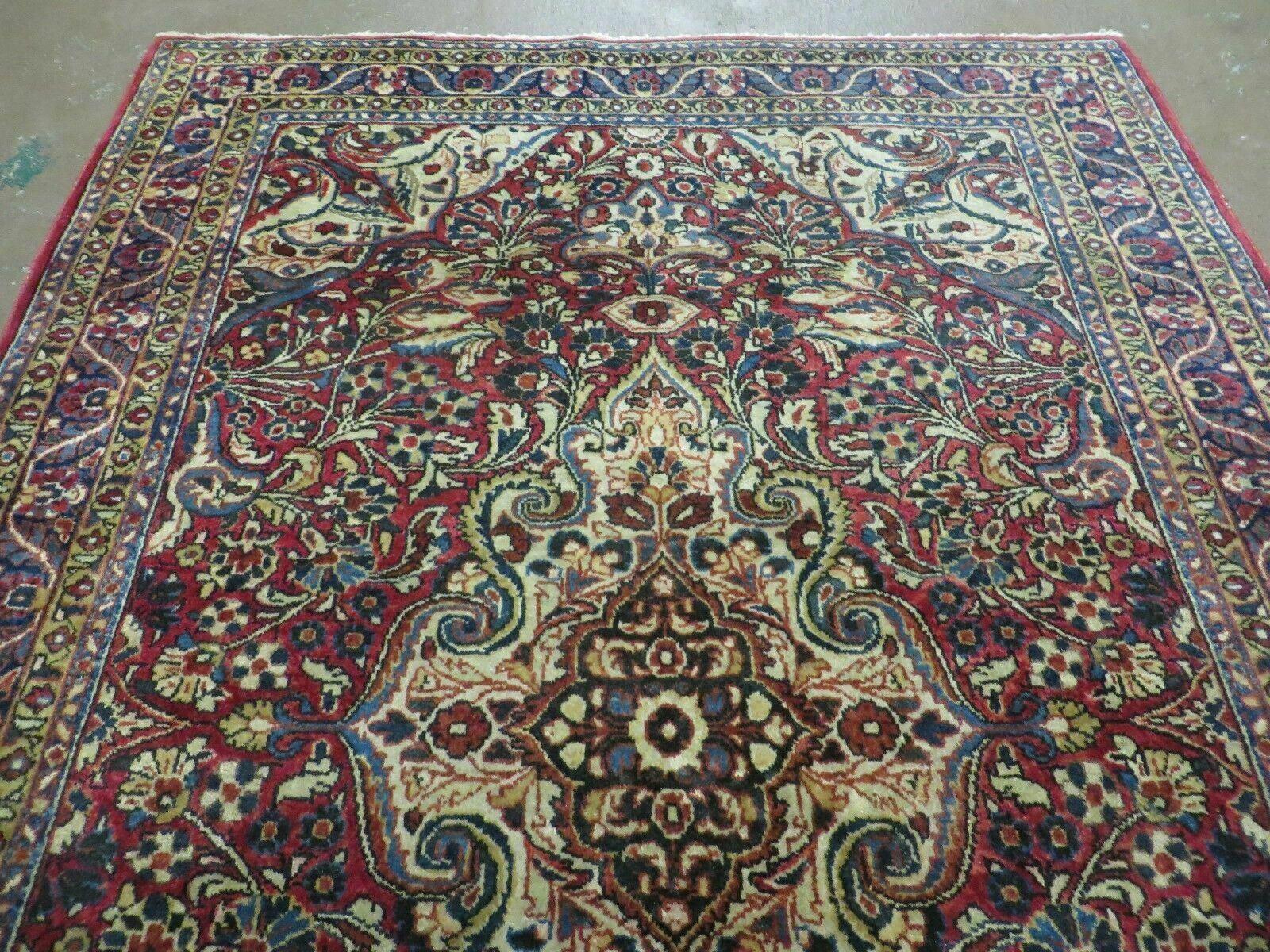 3' 5" X 5' Antique Handmade Indian Agra Fine Weave Wool Rug Organic dye Nice - Nuvé