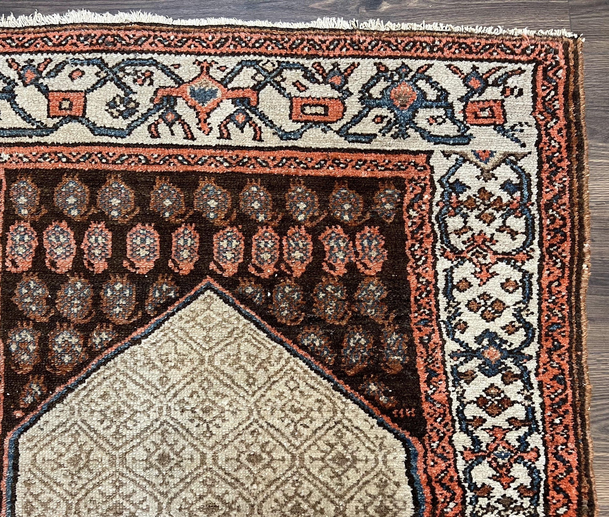 Rare Persian Tribal Runner Rug 3.5 x 10, Sarab Serab Kalegy Carpet, Antique 1920s Collectible Geometric Medallion Oriental Wool Runner, Hand Knotted, Camel Hair Color - Nuvé