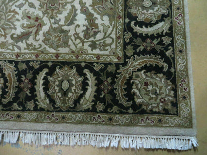 6' X 9' Vintage Handmade India Top Quality Jaipur Floral Oriental Tea Wash Nice - Nuvé