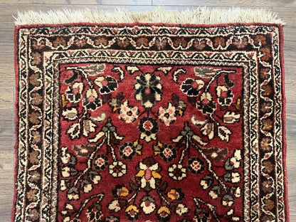 Small Persian Sarouk Rug 2x4 ft, Allover Floral Pattern, Red Black Cream, Hand Knotted Wool Traditional Oriental Carpet, Antique Persian Rug 2 x 4 - Nuvé