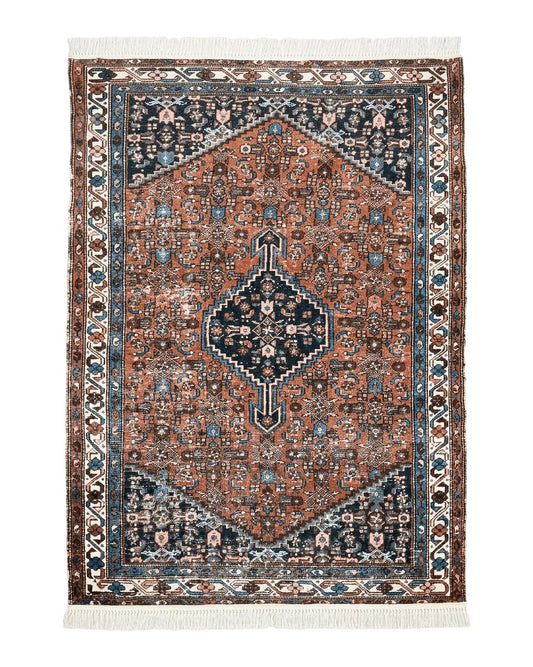 Red Persian Hamadan Rug 4x6, Wool Handmade Antique Carpet, Geometric Medallion Rug, Oriental Rug 4 x 6, Persian Tribal Rug, Hand Knotted Rug