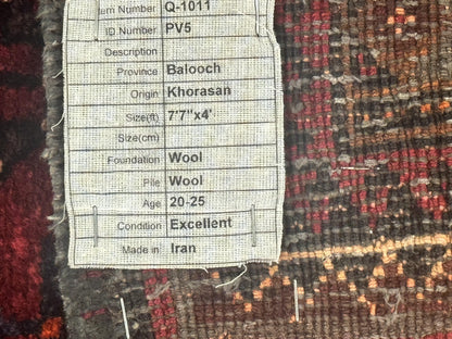 Persian Turkoman Tribal Rug 4x8, Handmade Vintage Wool Carpet, Red, Bohemian Rug - Nuvé