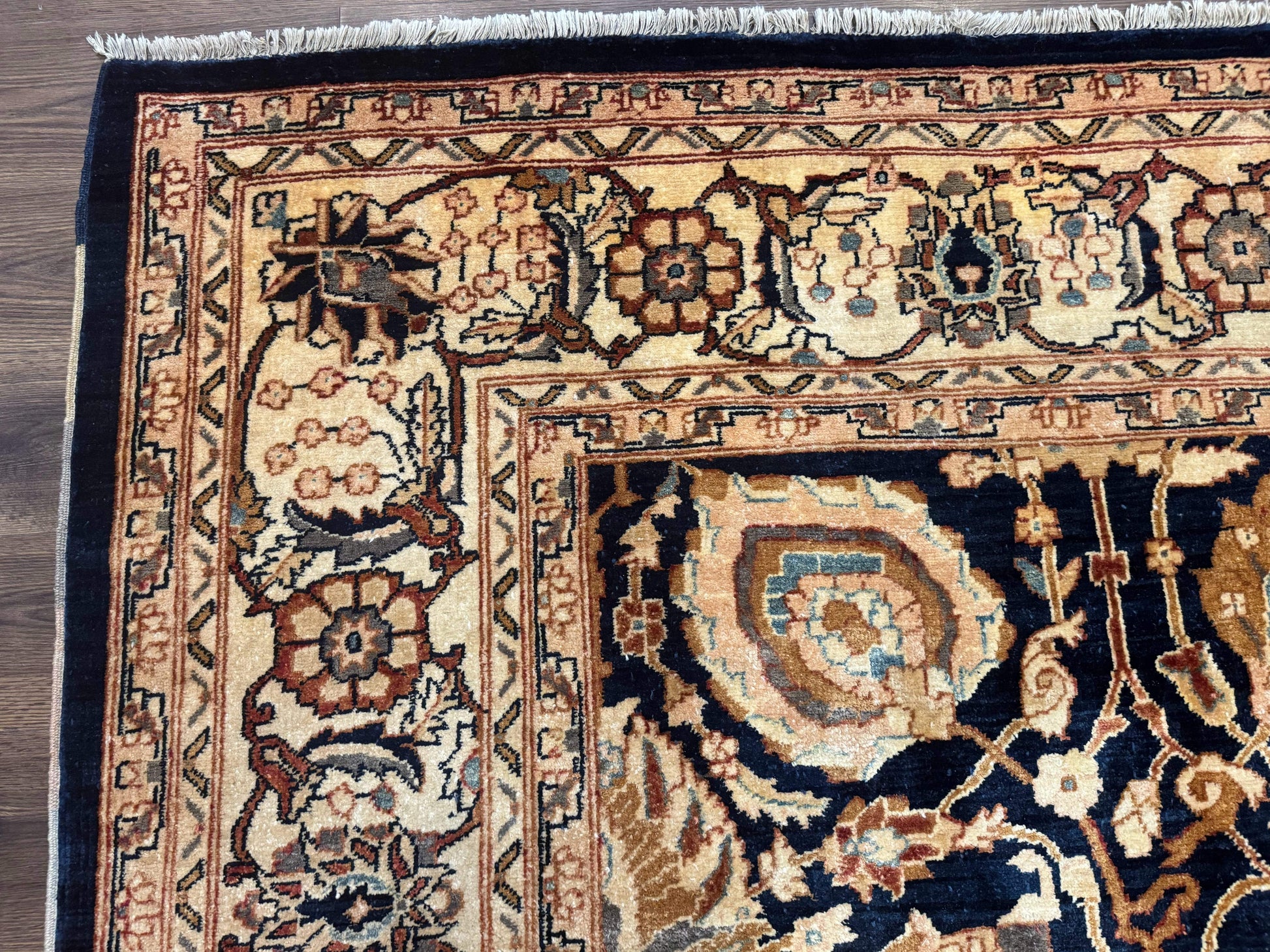Pak Persian Bidjar Rug 10x13, Midnight Blue and Tan Pakistani Carpet - Nuvé