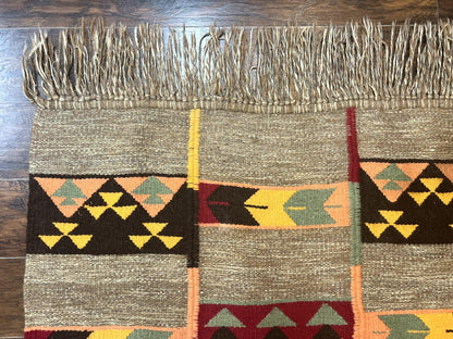 South American Flatweave Rug, Gray, Handmade Vintage Wool Bohemian Blanket - Nuvé