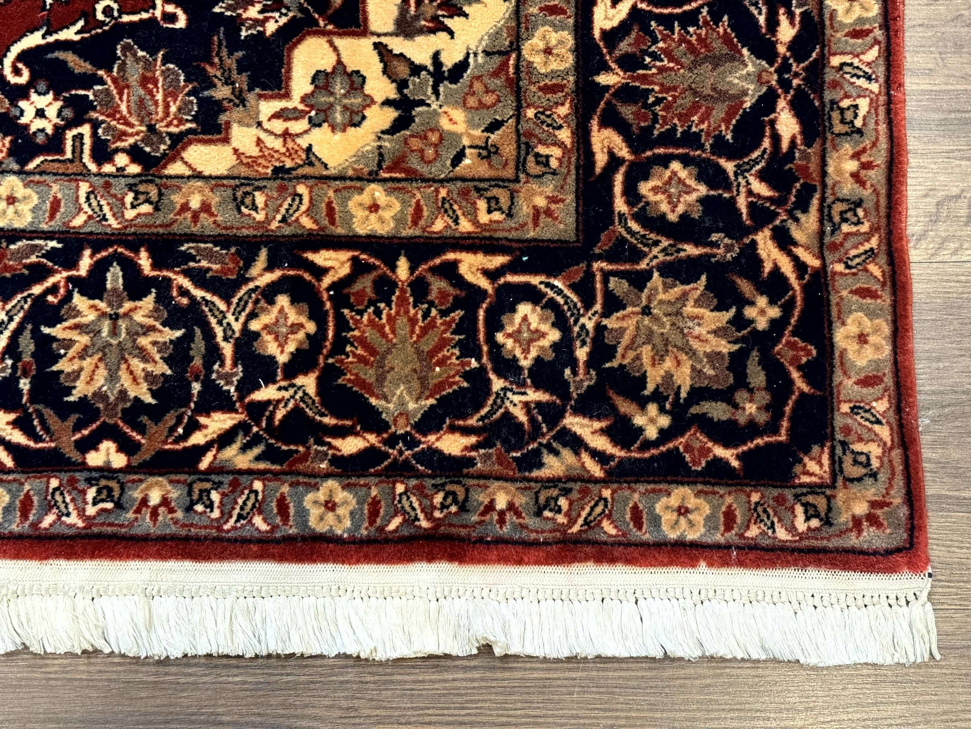 Sino Persian Rug 4x6, Traditional Wool Hand Knotted Carpet, Red Navy Blue, 225 KPSI - Nuvé