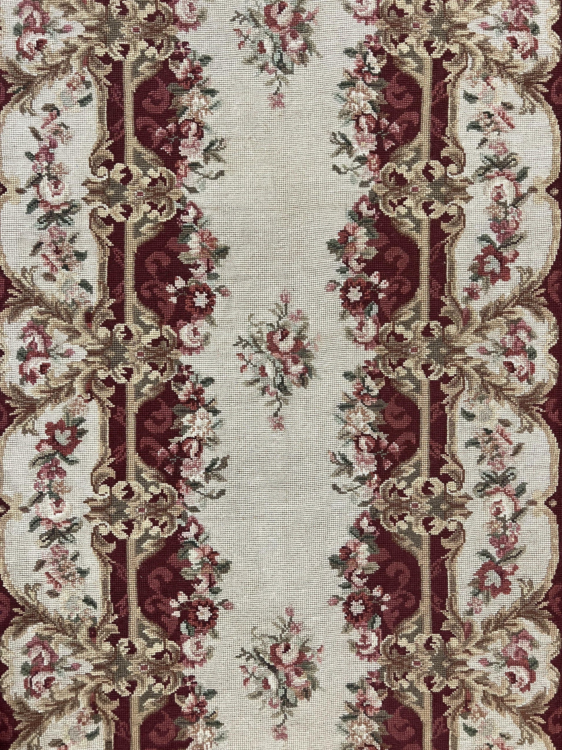 Needlepoint Runner Rug 2.5 x 10.7, Tan Runner Rug, Flatweave Runner, Aubusson European Design, Needlepoint Rug, Long Runner, Hallway Rug - Nuvé