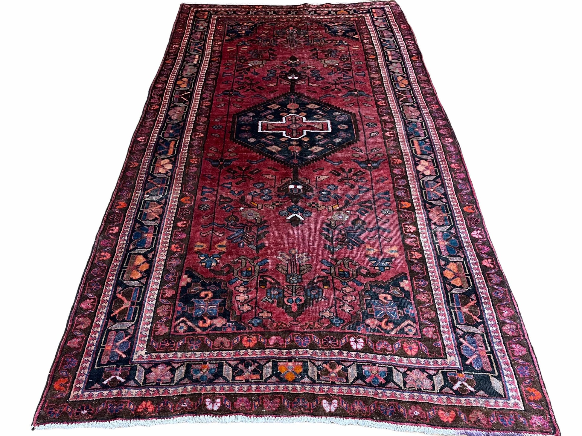 5.5 X 10 Handmade Wool Tribal Gallery Rug Wide Runner Corridor Rug Floral Red - Nuvé