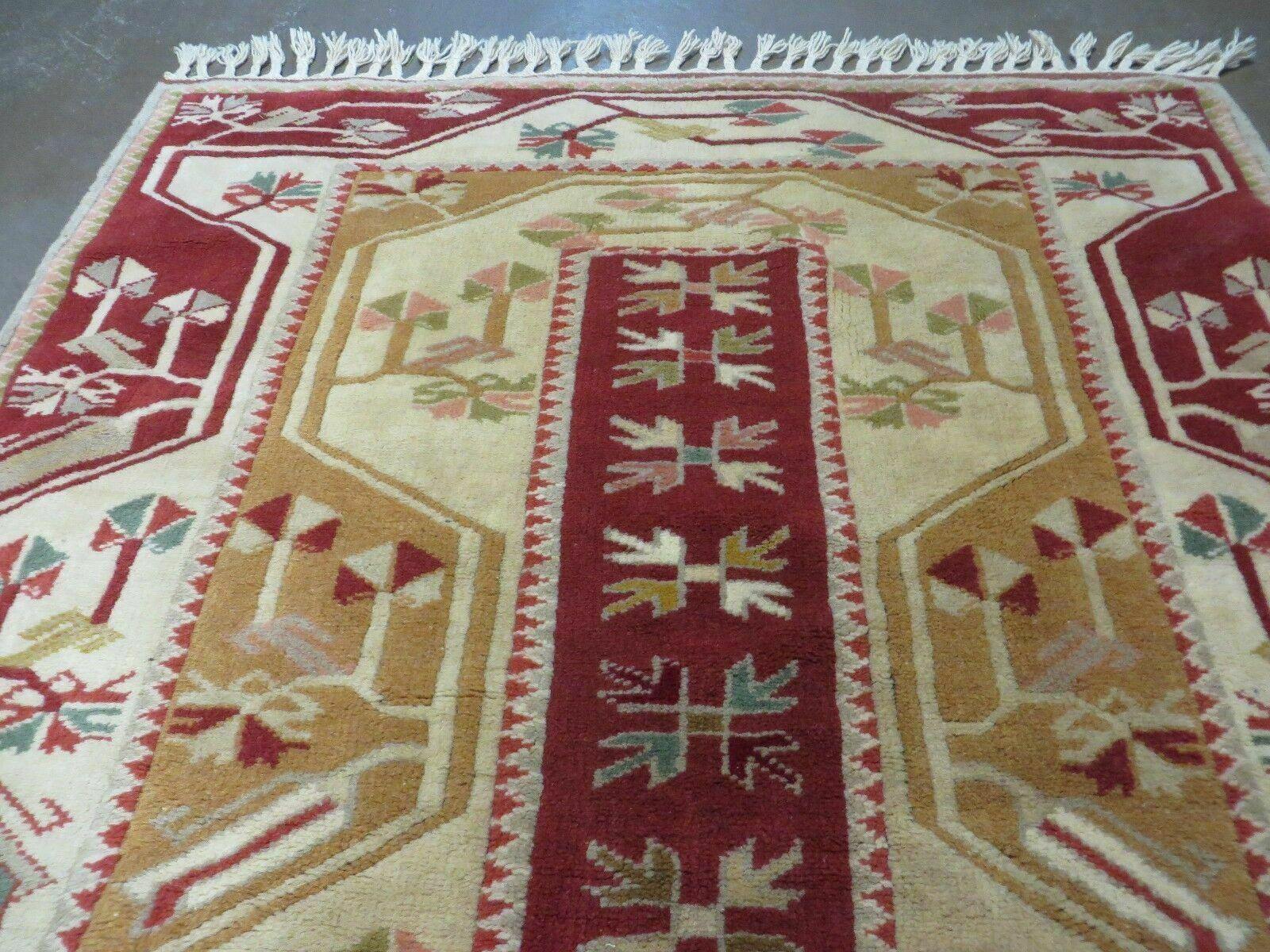 4' X 6' Vintage Handmade Knotted Turkish Kazak Pattern Wool Rug Carpet Nice - Nuvé