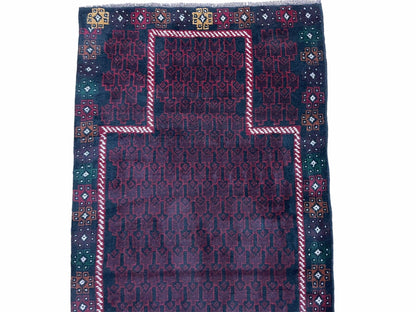 3 X 5 Vintage Handmade Tribal Wool Rug Baluchi Rug Afghan Rug Balouch Rug 3x4.7 - Nuvé