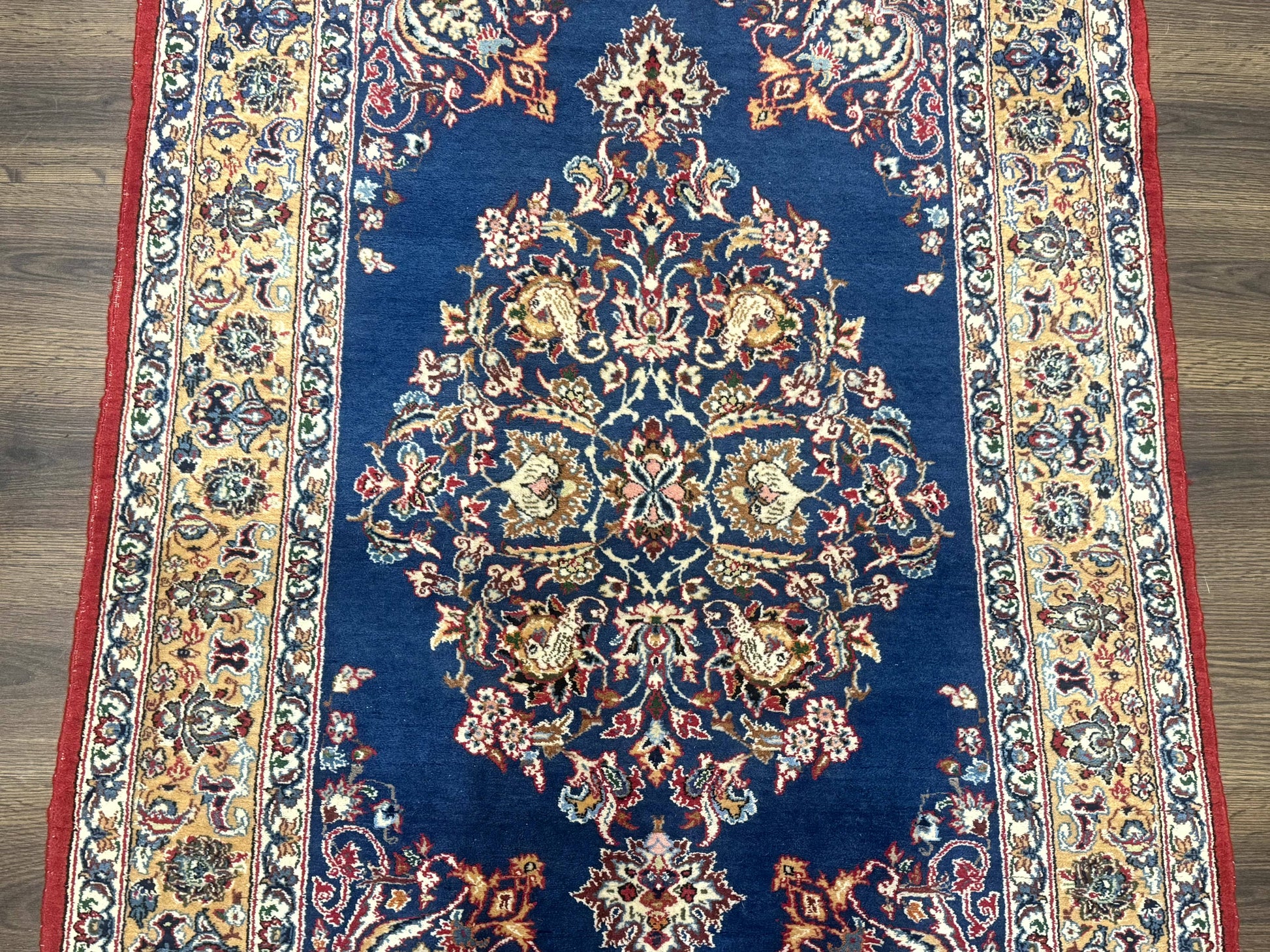Blue Persian Qum Rug 3.6 x 5, Floral Medallion, Fine 310 KPSI - Nuvé