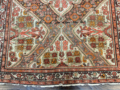 Wonderful Antique Persian Malayer Rug 4x6, Wool Hand Knotted Authentic Oriental Carpet, Very Fine - Nuvé