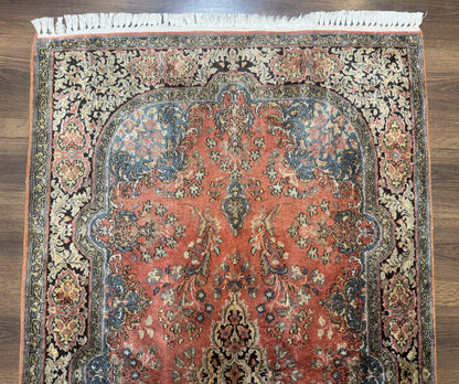 Indian Kashmiri Silk Rug 3x5, Fine 260 KPSI, Hand Knotted